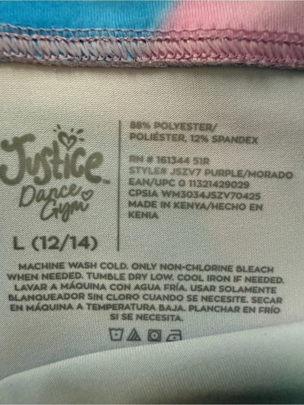 Justice Girls Pastel Tie-Dye Swim Rashguard Set — Pink, Blue, Mint, Purple